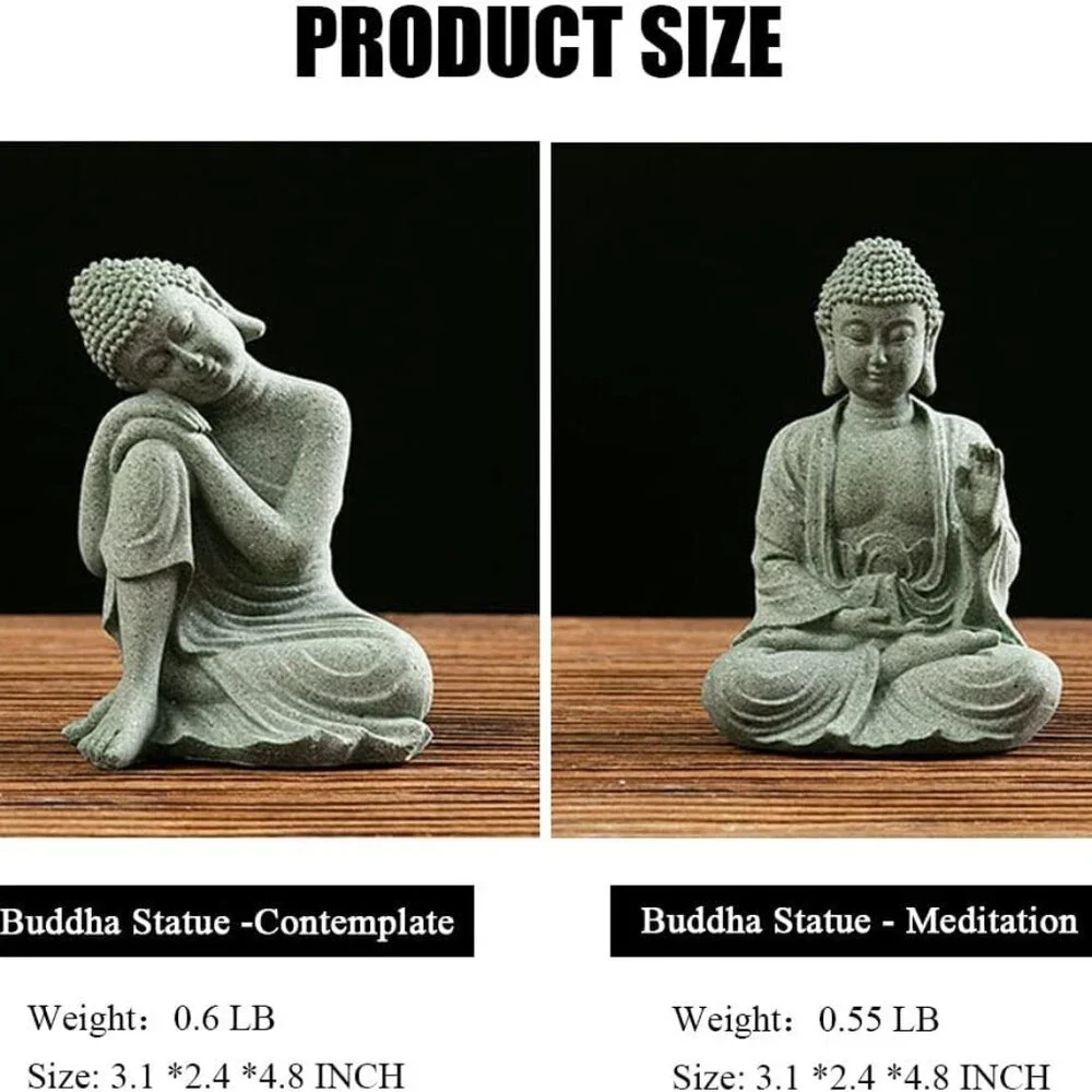 Mini Buddha Statue 4.7 Inch Natural Stone Handmade Buddha Sculptures Creative Ze - Picture 3 of 6